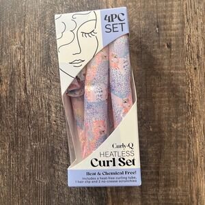Curly Q Heatless Curl Set 4pc Satin Charmuese Curling Tube Clip Scrunchies